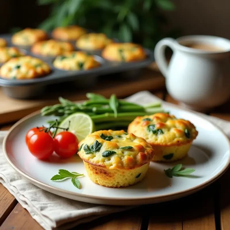 Muffins de Espárragos y Queso Feta: Desayuno Mediterráneo Sin Harina en Molde