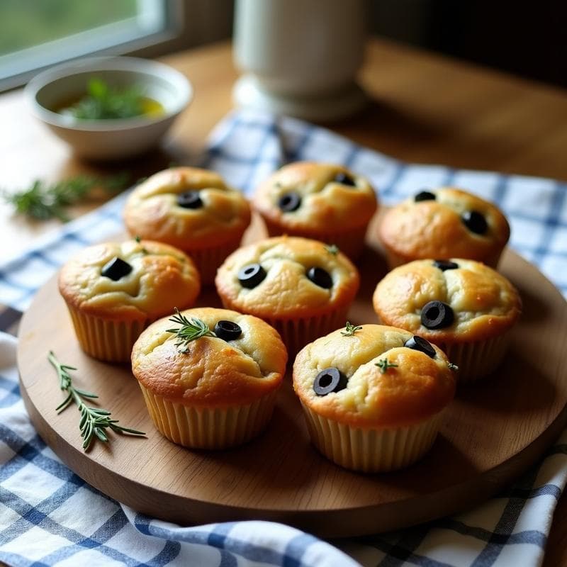 Muffins Salados de Espelta y Olivas Negras con Hierbas Provenzales: Receta Sin Lactosa