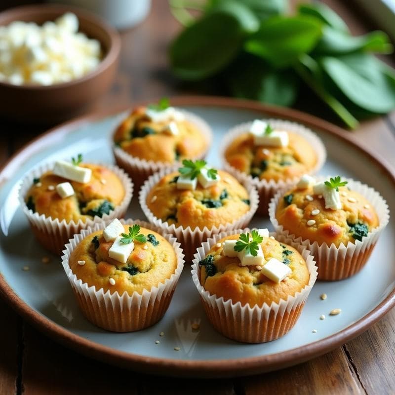 Muffins de Espinaca y Feta con Harina de Garbanzo: Desayuno Keto Sin Gluten en 20 Minutos