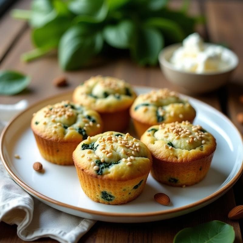 Muffins de Espinaca y Queso de Almendras: Desayuno Keto y Alta en Calcio en 15 Minutos