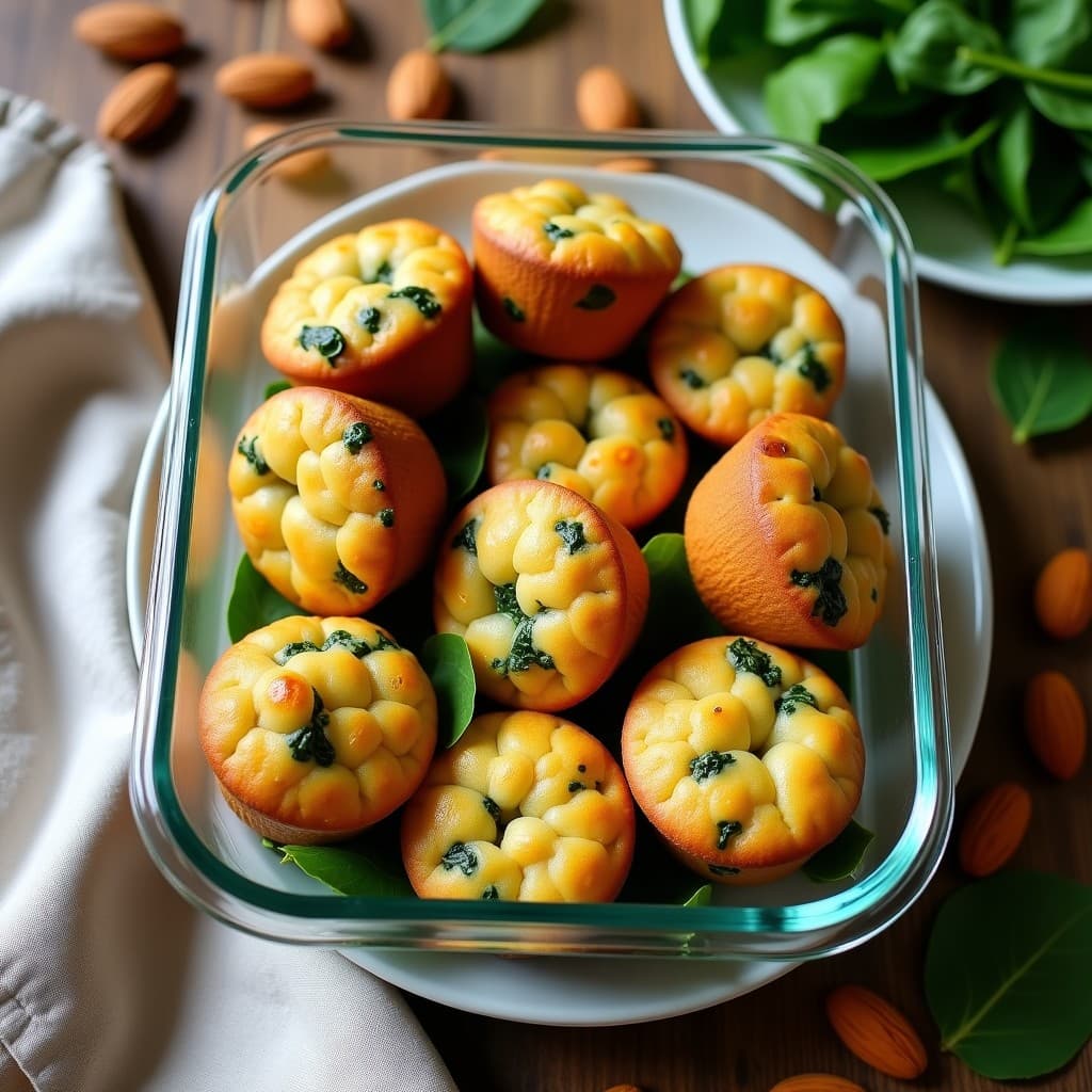 Muffins de Espinaca y Queso de Almendras con Toque de Nuez Moscada: Receta Keto para Tupper
