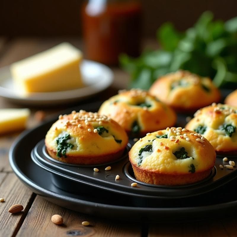 Muffins de Espinaca y Queso de Cabra con Harina de Almendra: Desayuno Sin Gluten