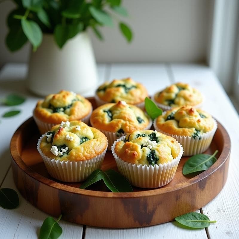 Muffins de Espinaca y Queso Feta: Desayuno Saludable Sin Harina y Alto en Proteína