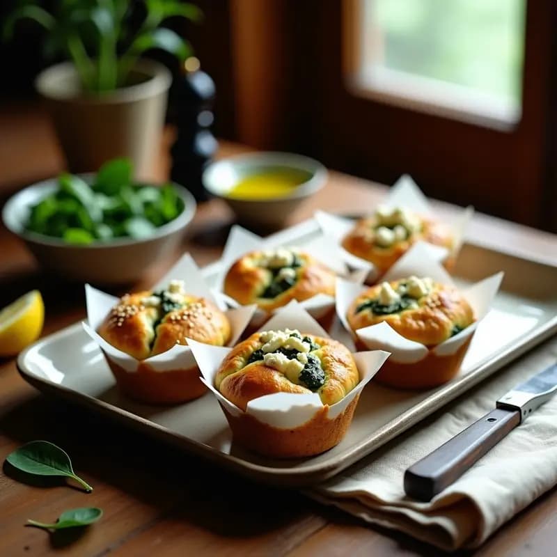 Muffins de Espinacas y Feta: Receta Griega para Desayuno o Merienda Saludable