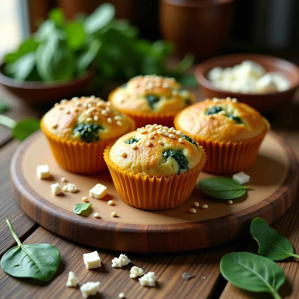 Muffins de Espinacas y Feta Vegana: Desayuno Proteico en Airfryer Sin Harina