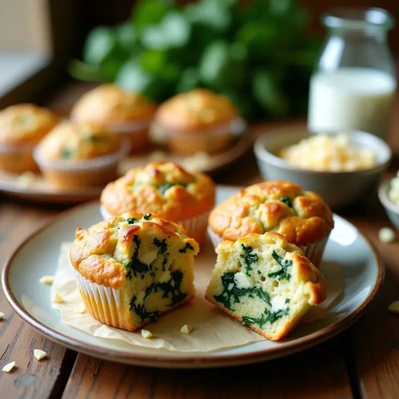 Muffins Salados de Espinacas y Queso de Almendras: Receta Sin Lactosa para Desayunos o Meriendas