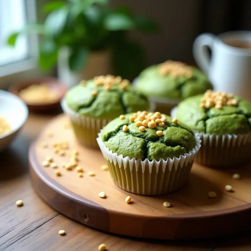Muffins de Espinacas y Queso de Anacardos con Topping de Semillas de Sésamo: Desayuno Fit Sin Harina