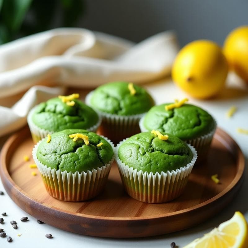 Muffins de Espirulina y Limón: Desayuno Superalimento Sin Gluten en Airfryer
