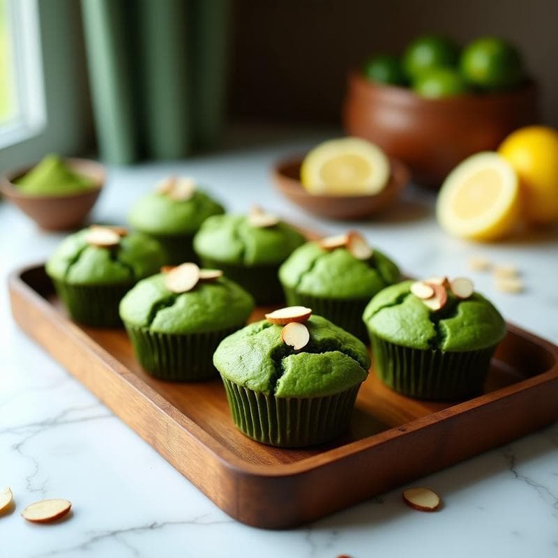 Muffins de Espirulina y Limón: Postre Verde Detox Sin Harina