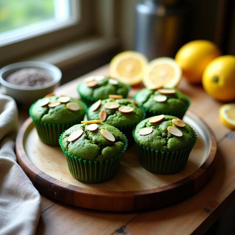 Muffins de Espirulina y Limón: Desayuno Detox y Energético Sin Azúcar