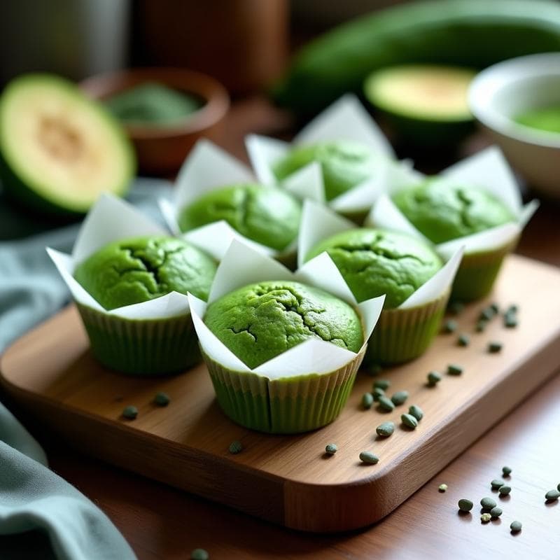 Muffins de Espirulina y Plátano Macho: Desayuno Energético Sin Gluten y Keto