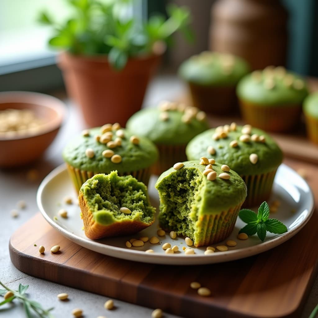 Muffins de Espirulina y Zanahoria: Desayuno Vegano en Airfryer con Toque Verde y Nutritivo
