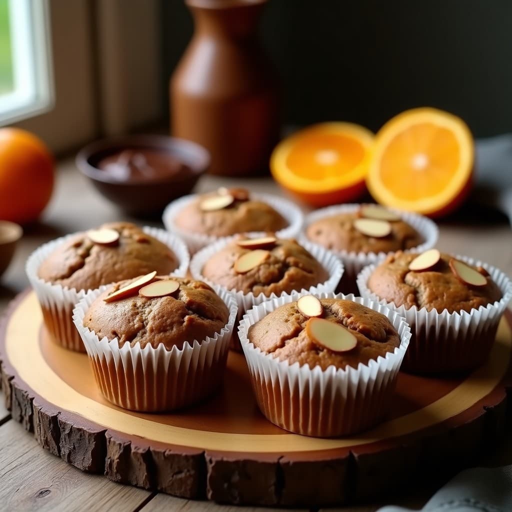 Muffins de Harina de Castaña y Chocolate 90%: Desayuno Sin Gluten con Toque de Naranja Amarga