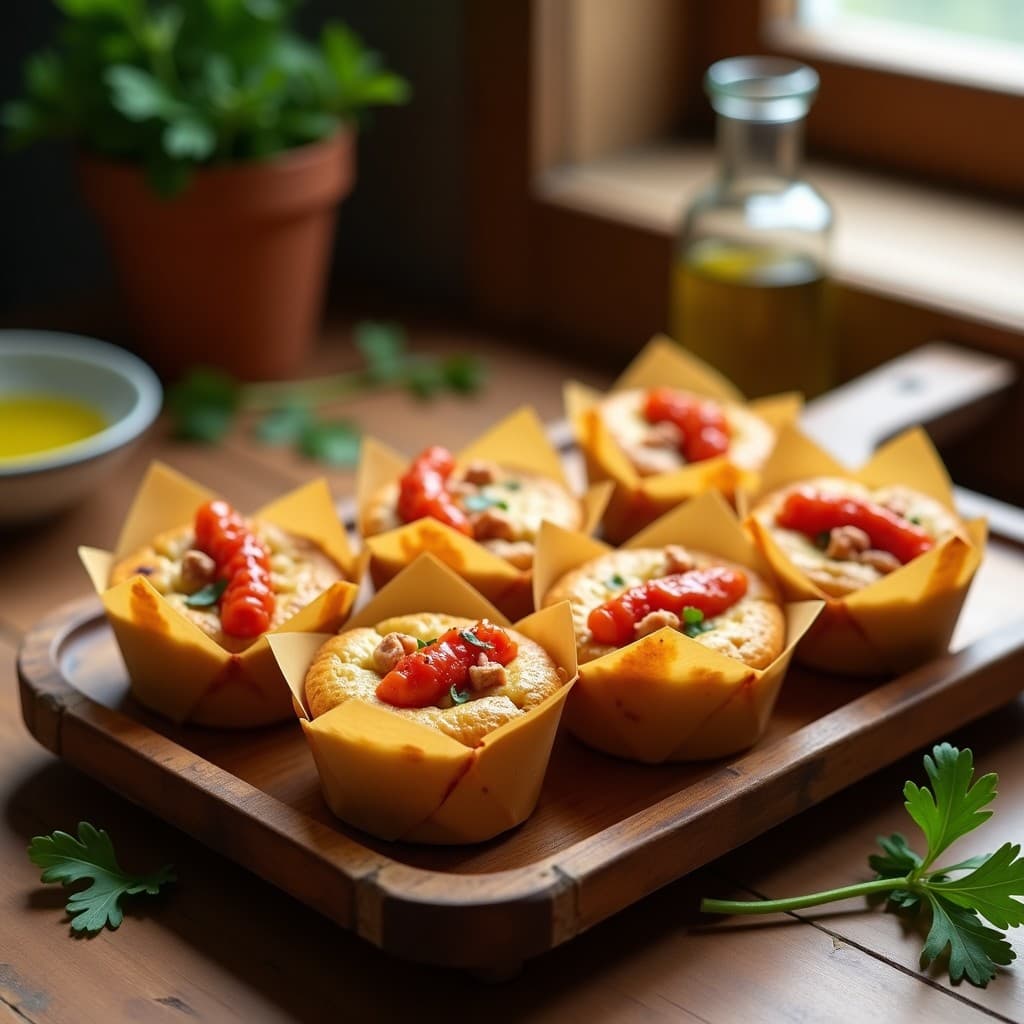 Muffins Salados de Harina de Espelta con Pimiento Piquillo y Atún: Desayuno Español en Tupper
