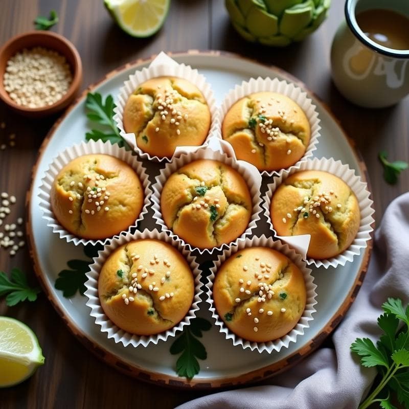 Muffins de Harina de Garbanzo y Alcachofa: Desayuno Vegano Sin Gluten en Thermomix