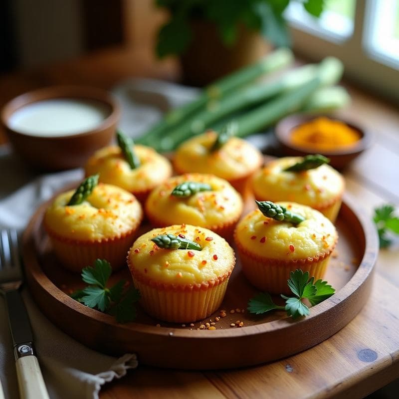 Muffins Salados de Harina de Garbanzo y Espárragos con Toque de Azafrán: Receta Sin Gluten para Tuppers