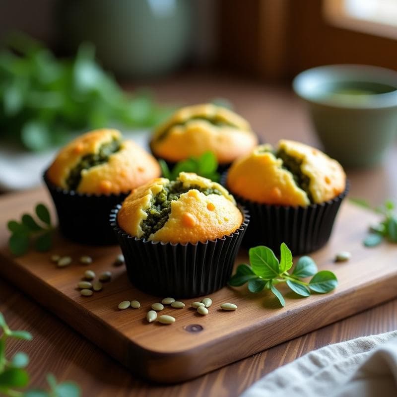 Muffins Salados de Harina de Garbanzo y Pesto de Rúcula: Desayuno Vegano y Sin Horno