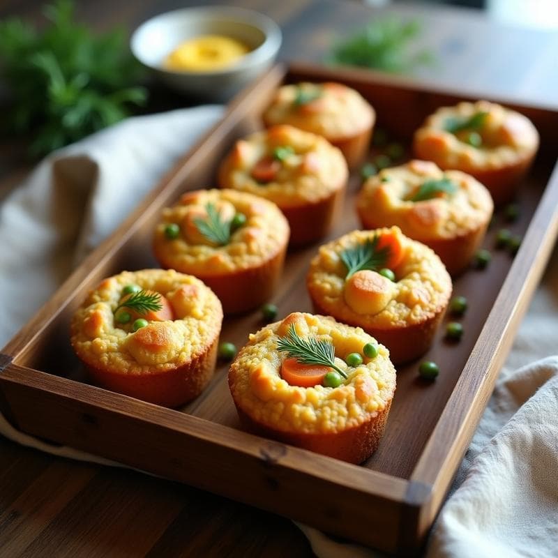 Muffins Salados de Harina de Lenteja y Olivier: Desayuno Ruso Alto en Fibra y Sin Lácteos