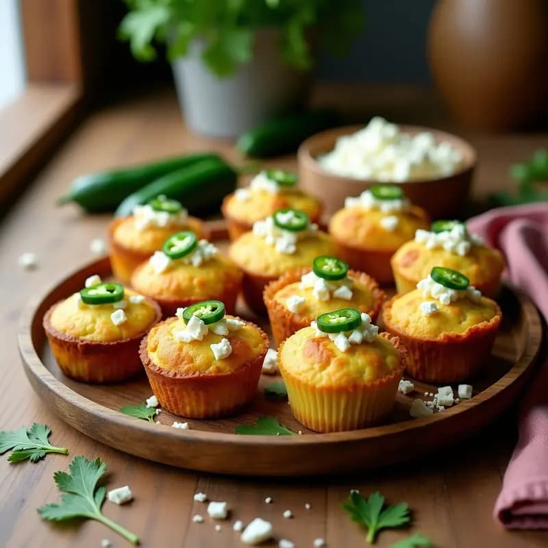 Muffins de Maíz y Queso Feta con Jalapeños: Desayuno Mexicano Sin Gluten