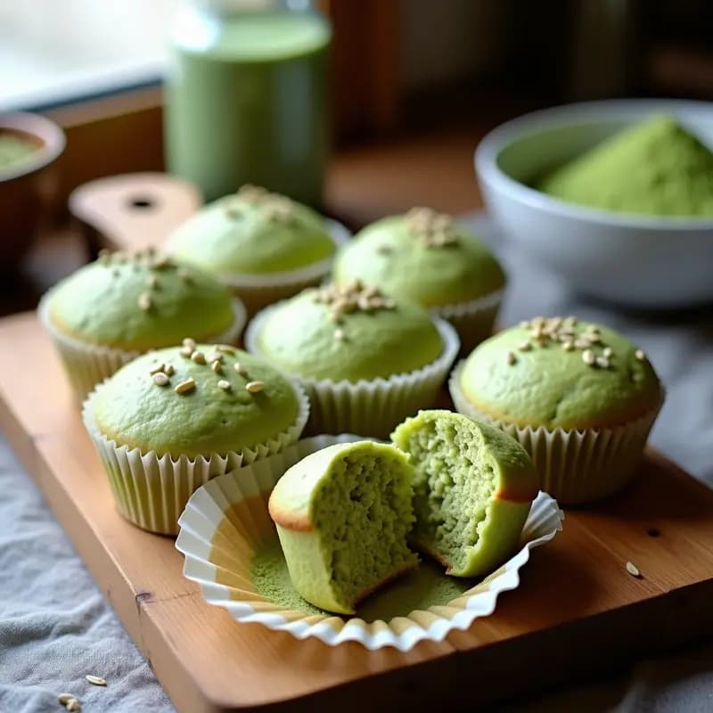 Muffins de Matcha y Semillas de Cáñamo: Desayuno Japonés Keto Sin Azúcar