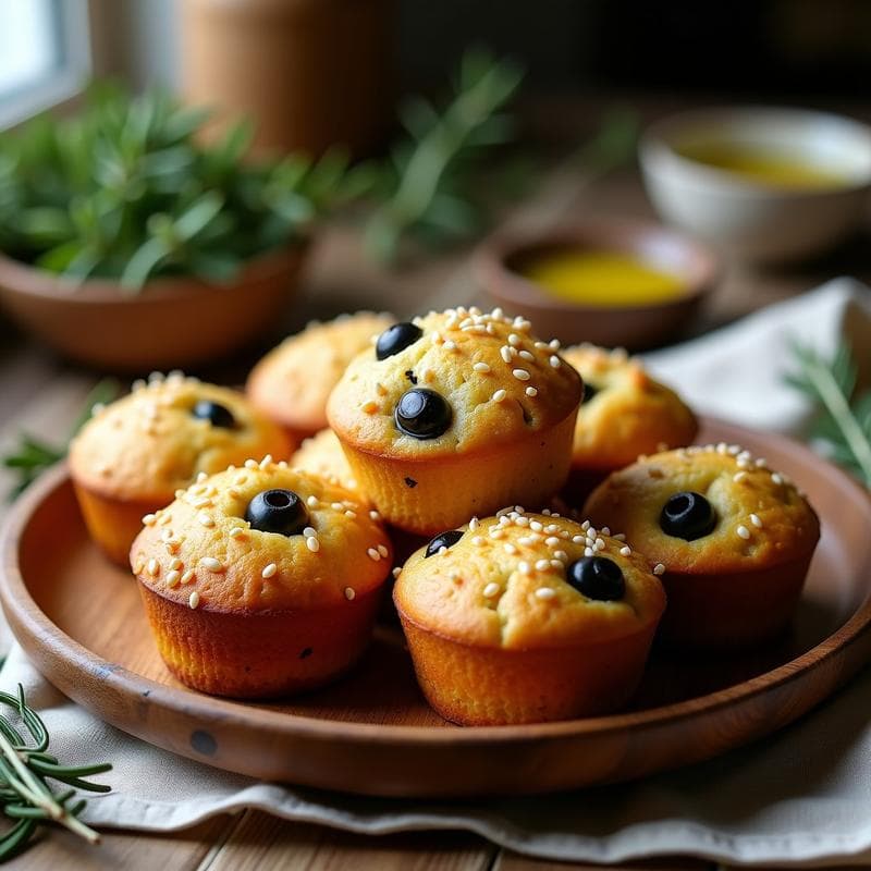 Muffins Salados de Oliva Negra y Romero: Receta Vegana en Airfryer para Tupper
