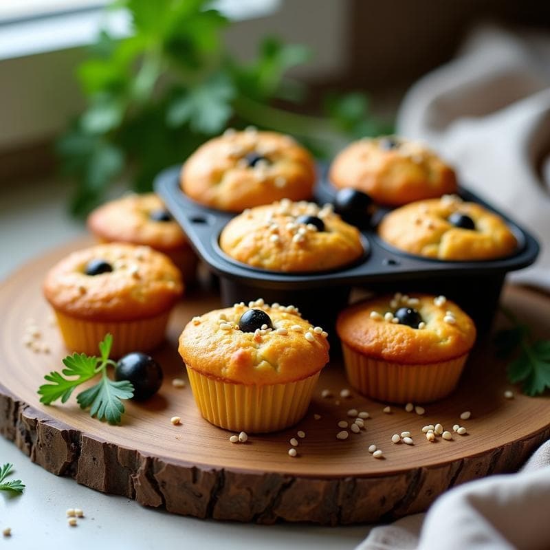 Muffins Salados de Olivas y Harina de Garbanzo: Receta en Airfryer Sin Lactosa y Alta en Proteína