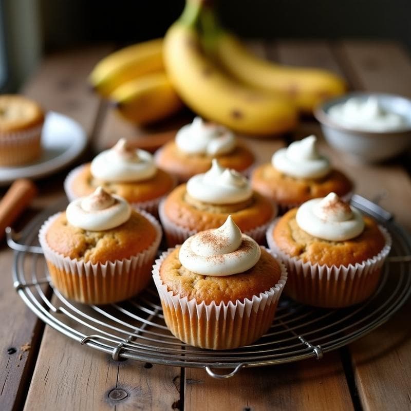 Muffins de Plátano y Canela con Cobertura de Yogur Griego: Desayuno Alto en Proteína
