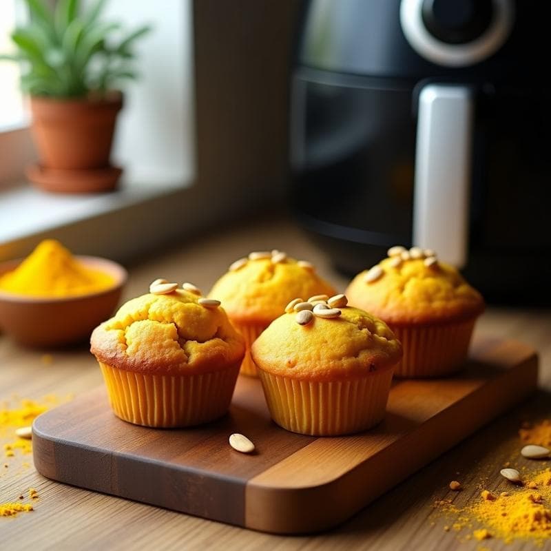 Muffins de Plátano y Cúrcuma: Desayuno Keto Sin Harina en Airfryer