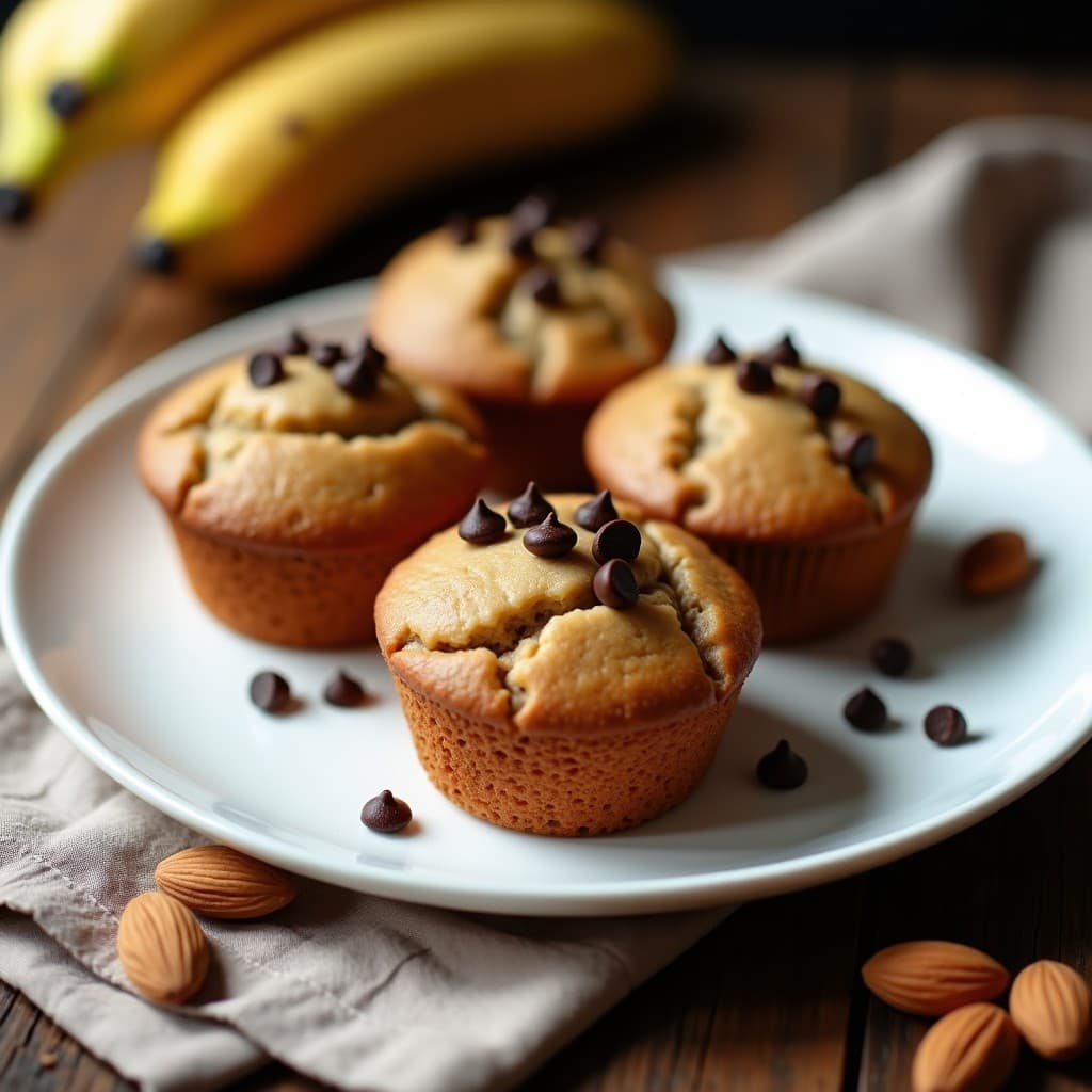 Muffins de Plátano y Proteína en Polvo con Chips de Chocolate: Desayuno o Snack Fitness