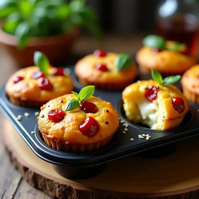 Muffins Salados de Quinoa y Pimientos Asados con Sorpresa de Queso de Cabra