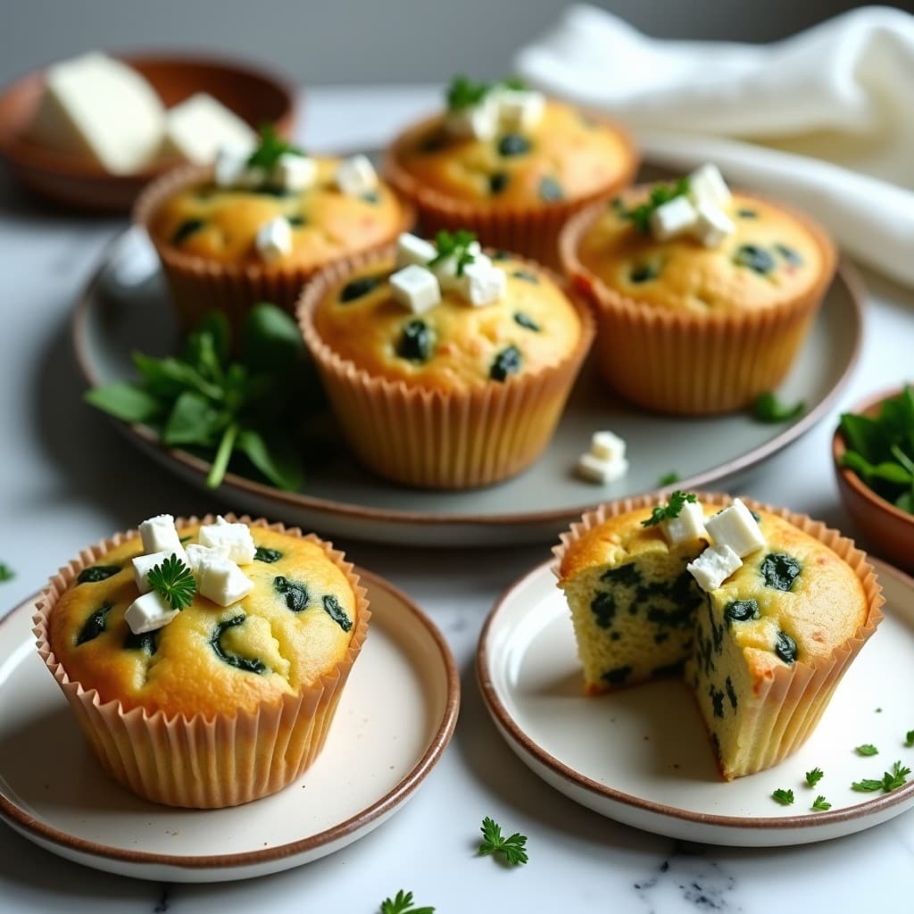 Muffins Salados de Espinaca y Feta: Receta Griega Keto para Desayunar