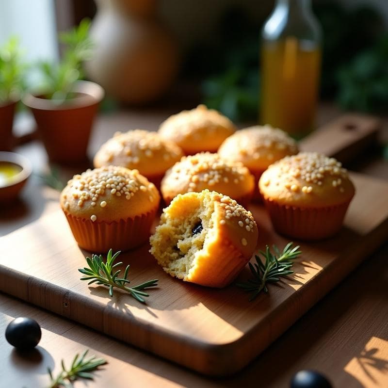 Muffins Salados de Harina de Garbanzo y Aceitunas Negras: Desayuno Sin Gluten