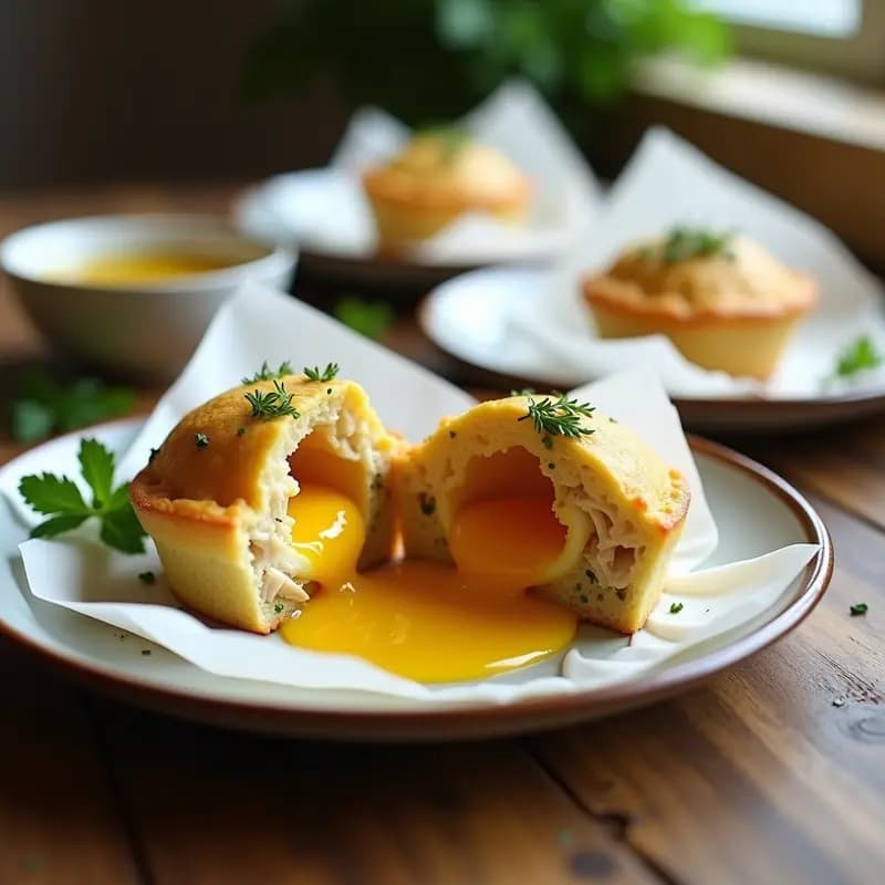 Muffins Salados de Pollo y Queso con Sorpresa de Yema Líquida: Receta Innovadora para Tupper