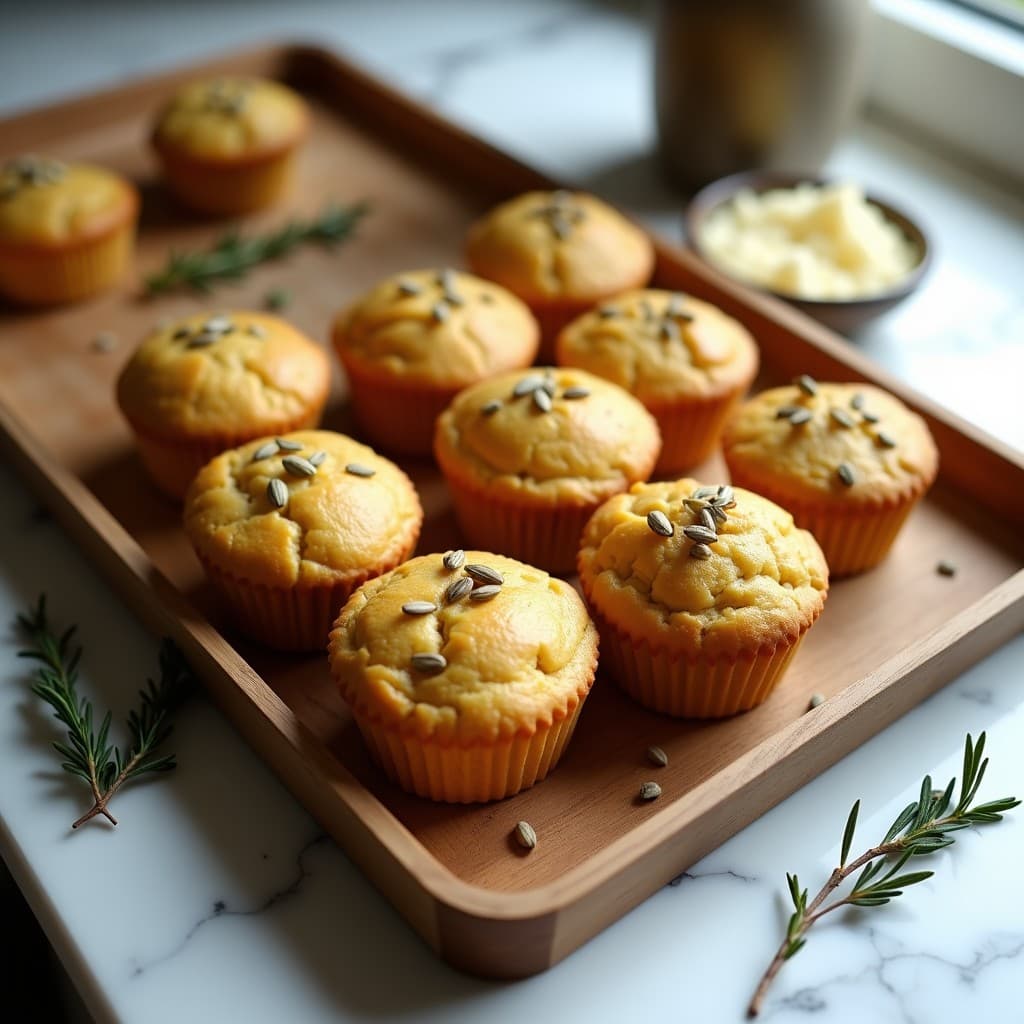 Muffins Salados de Harina de Teff y Queso Vegano con Hierbas Provenzales: Receta Sin Gluten