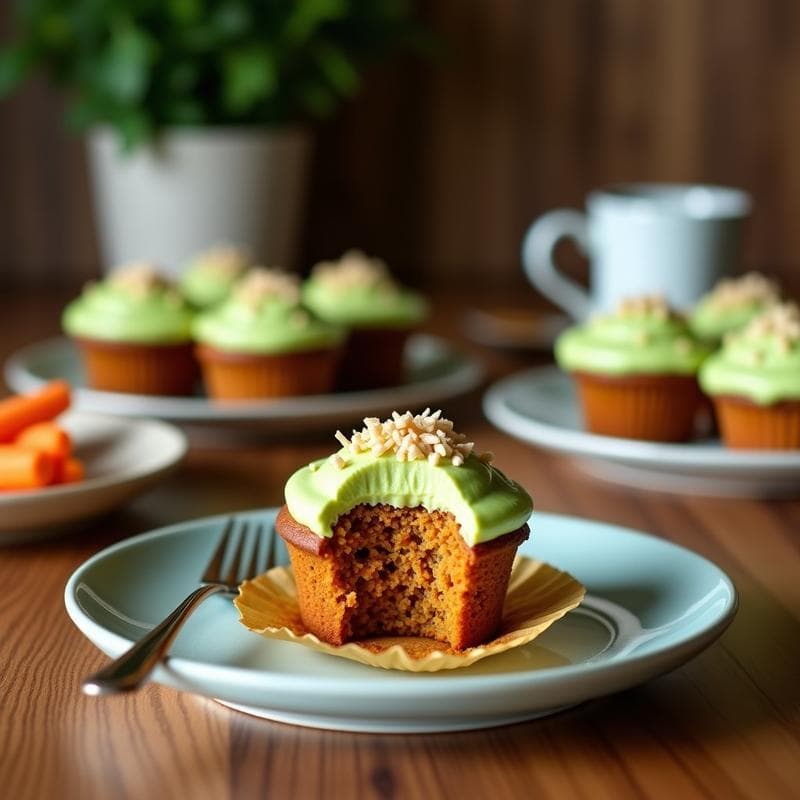 Muffins de Zanahoria y Coco con Frosting de Aguacate: Postre Sin Azúcar y Sin Gluten