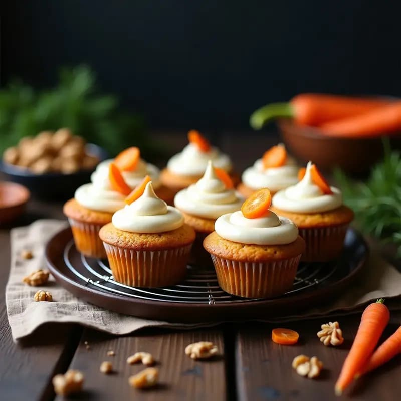 Muffins de Zanahoria y Nueces con Glaseado de Cream Cheese Vegano: Postre Sin Huevos ni Lácteos