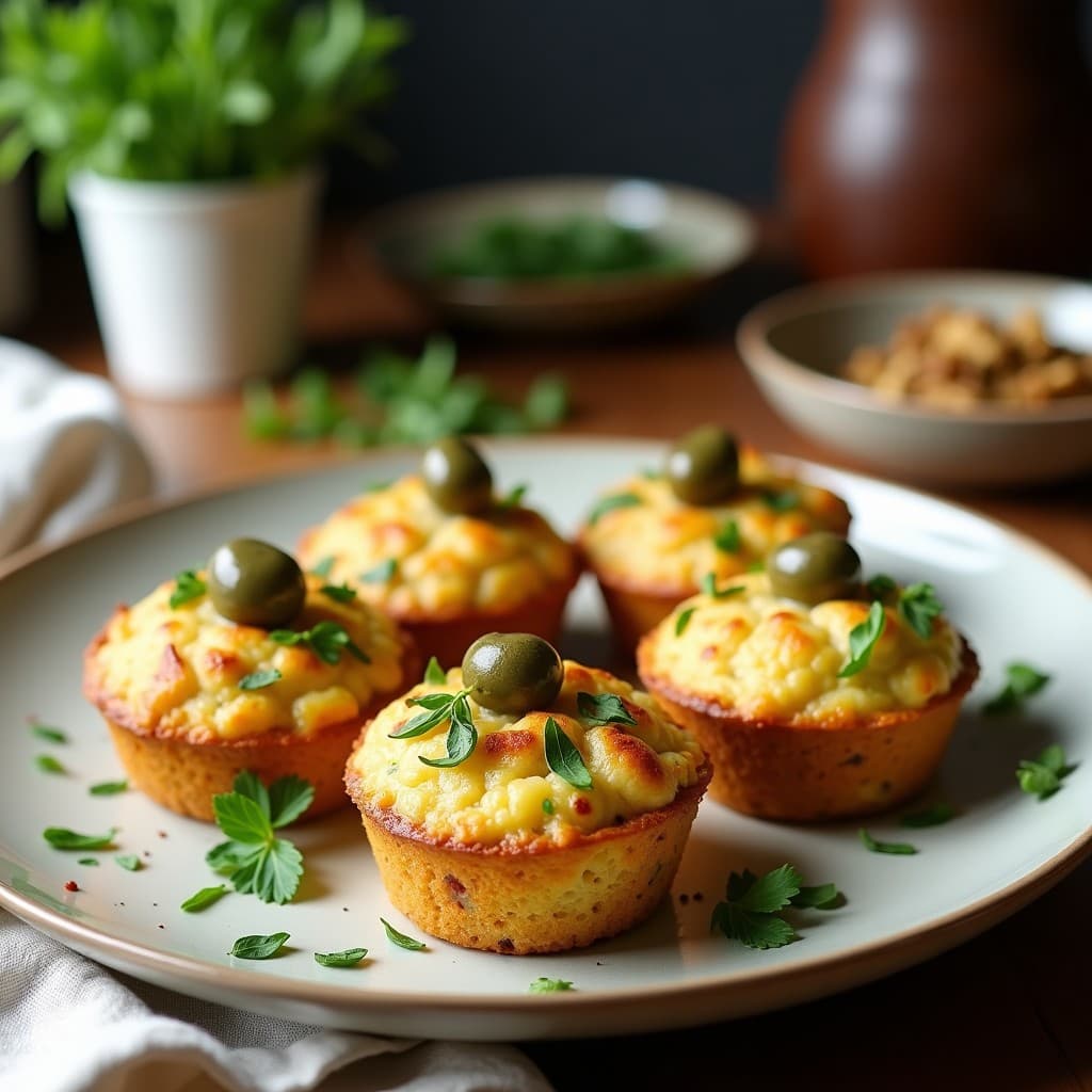 Muffins de Zucchini y Aceitunas Negras: Desayuno Mediterráneo Sin Harina en Airfryer