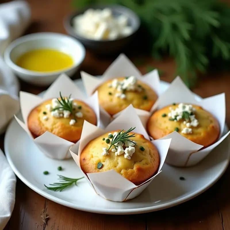 Muffins de Zucchini y Queso Feta con Toque de Eneldo: Desayuno Griego Sin Harina en 20 Minutos