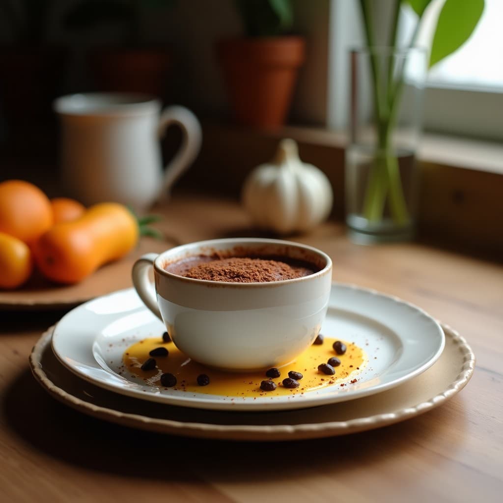 Mug Cake de Chocolate y Puré de Calabaza con Especias de Pumpkin Pie: Postre Keto en 3 Minutos