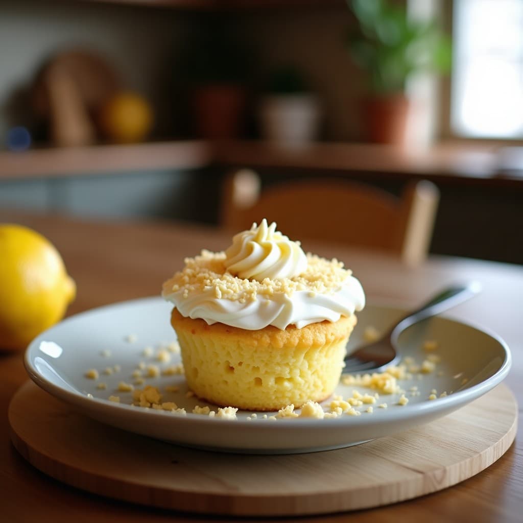 Mug Cake de Coco y Limón con Frosting de Crema de Anacardos: Postre Vegano en 5 Minutos