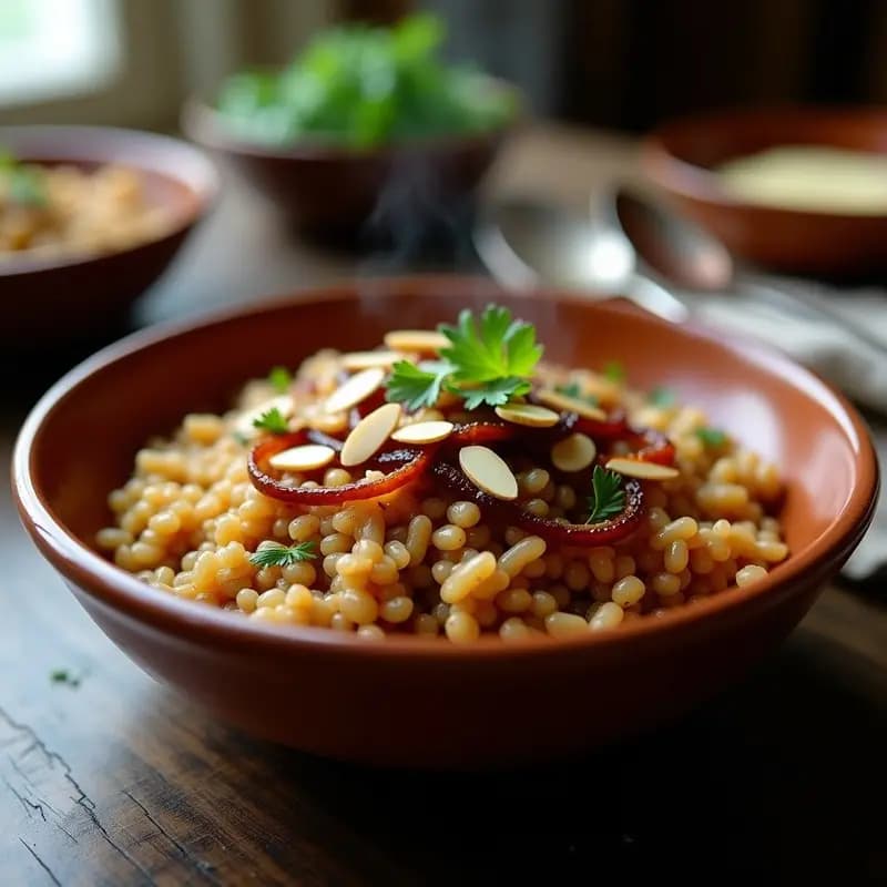 Mujadara de Lentejas y Arroz con Cebolla Caramelizada: Plato Árabe vegano y económico