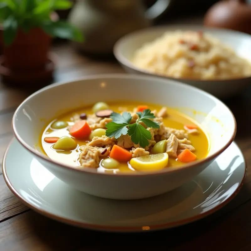 Mulligatawny de Pollo y Arroz Basmati: Sopa India Aromática y Alta en Proteína