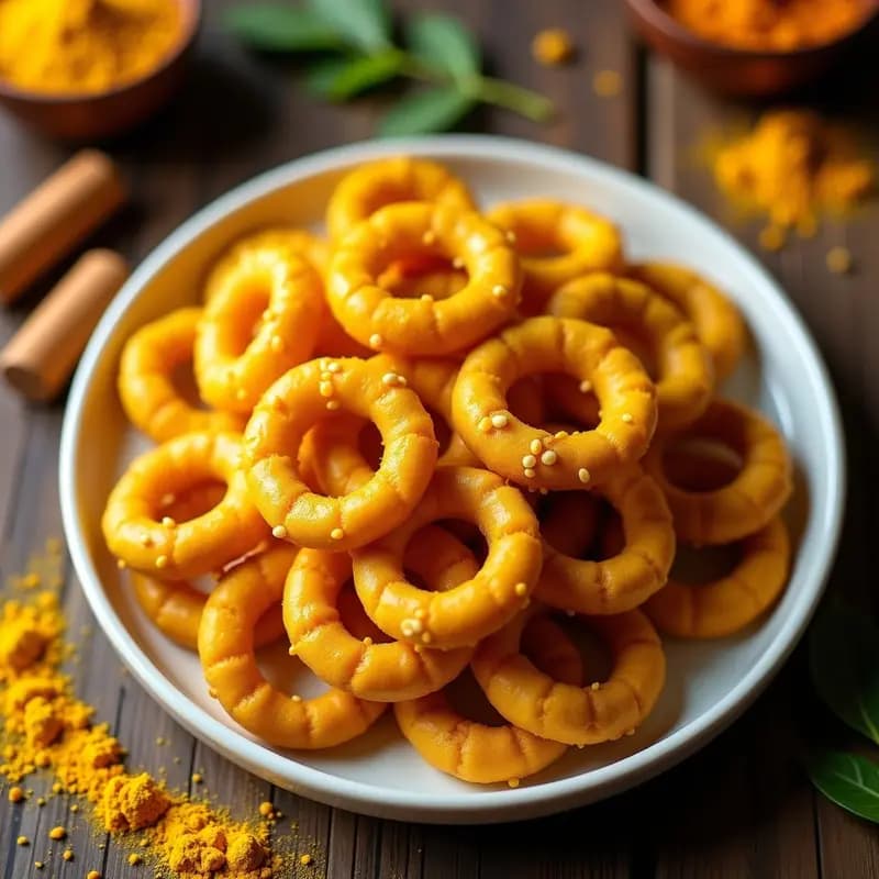Murukku de Harina de Garbanzo y Cúrcuma: Snack Indio Crujiente y Antiinflamatorio