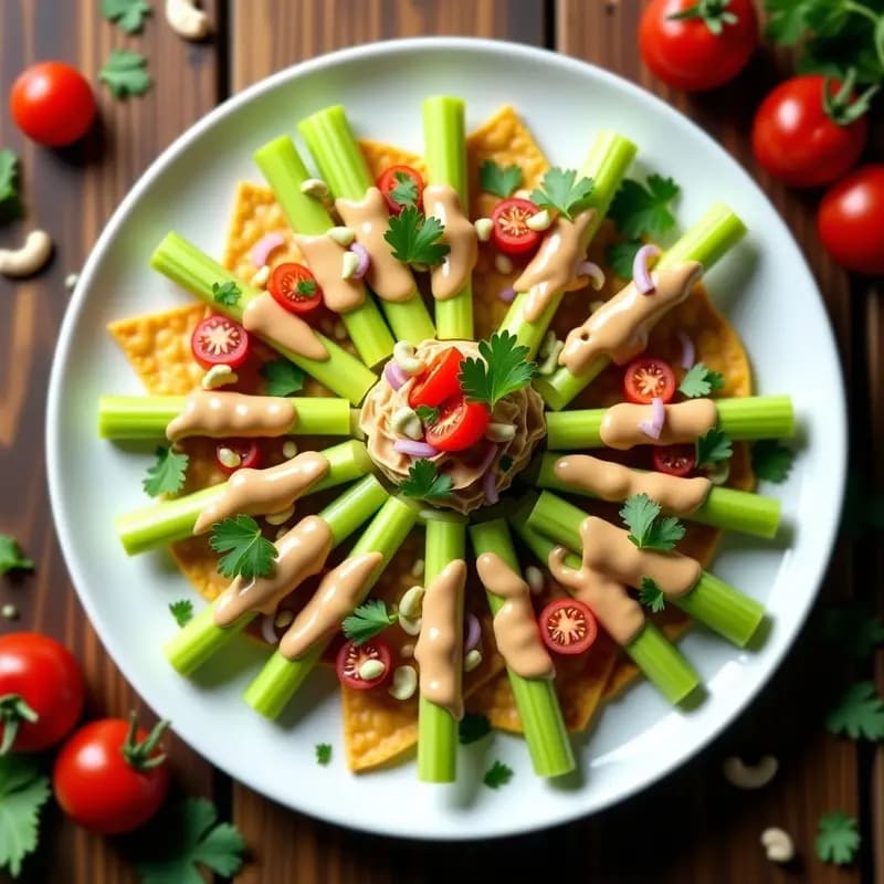 Nachos de Apio y Aguacate con Salsa de Anacardos: Snack Crudivegano Sin Horno