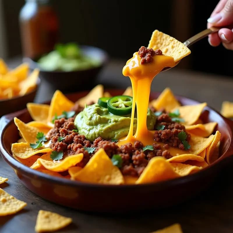 Nachos con Carne Molida, Queso Fundido y Guacamole: Receta Mexicana para Comer con las Manos