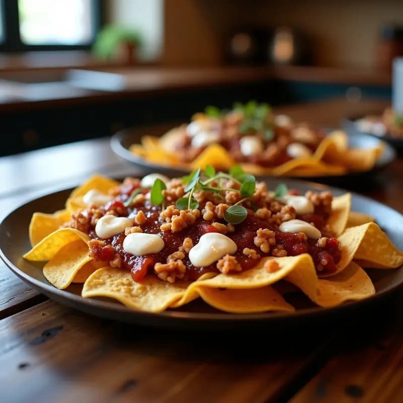 Nachos de Chicharrón con Queso Azul Fundido y Mermelada de Higo: Snack Crujiente y Sofisticado