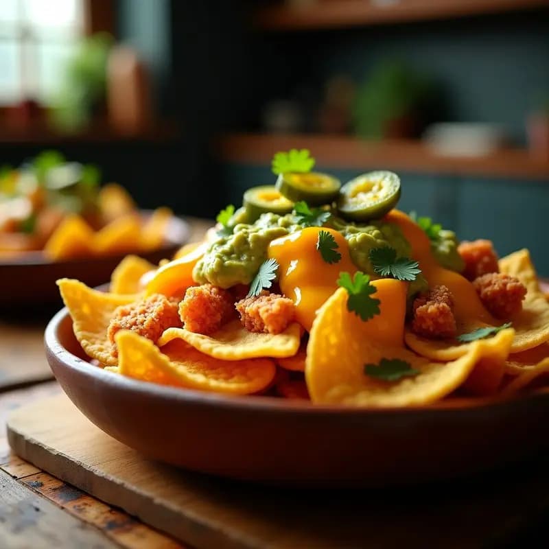 Nachos de Chicharrón con Queso Fundido, Guacamole y Salsa de Mango Habanero: Snack Mexicano Explosivo