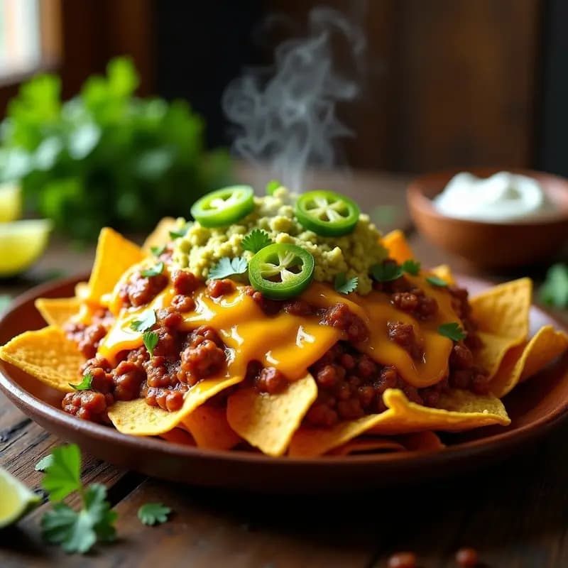 Nachos Super Cargados con Chilli con Carne, Queso Fundido y Guacamole: Fiesta en un Plato