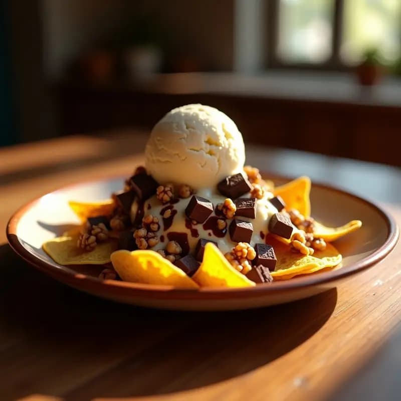 Nachos de Chocolates con Queso Fundido y Helado: Snack Dulce para los Más Indulgentes