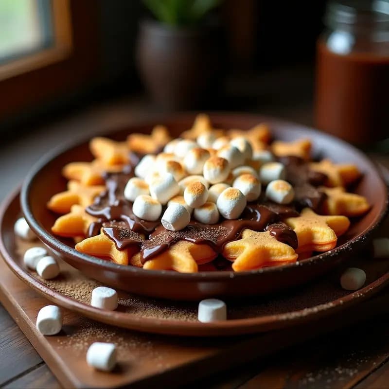 Nachos de Churros con Chocolate Caliente y Marshmallows: Postre Mexicano-Amaricano Fusion